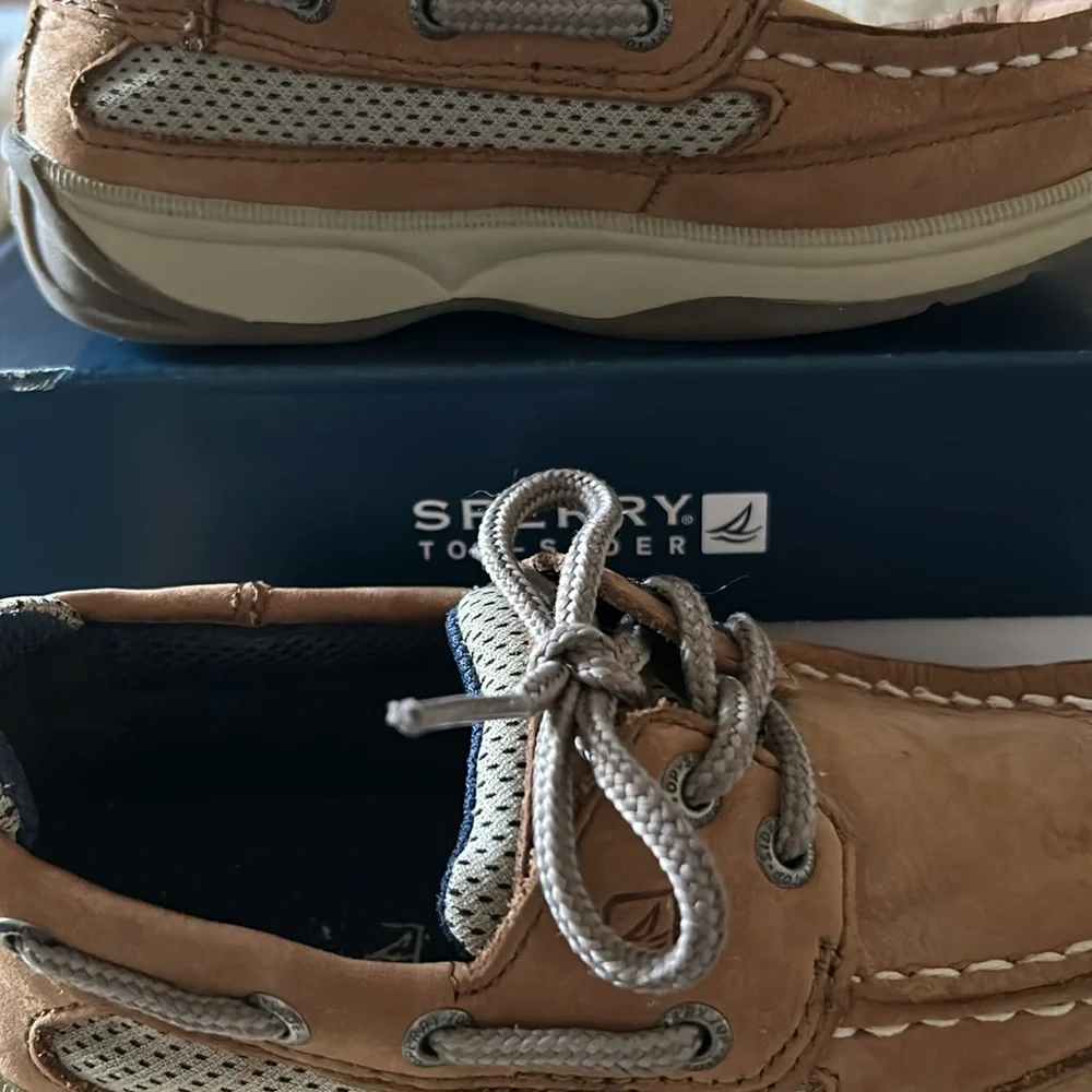 Sperry‎ Top Sider Lanyard Boys Kids Tan Boat Shoes 8.5